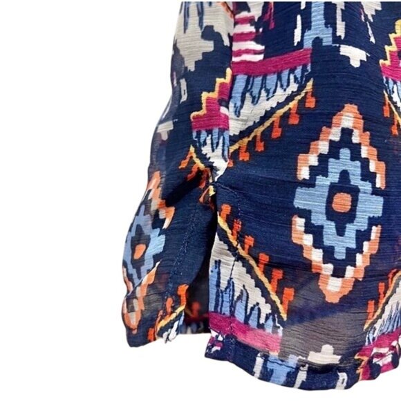 Old Navy Multicolor Aztec Print Blouse Waist Defined With Dolman Sleeve Size XL - Picture 8 of 11